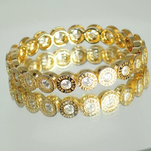 BULLETGIRL JEWELRY BONITA CAP BANGLE BRACELET IN YELLOW GOLD - Picture 1 of 12